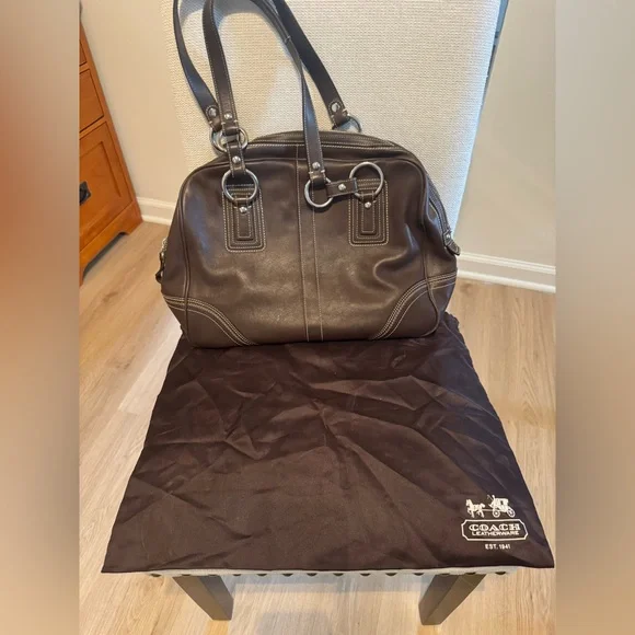 Coach Vintage Brown Leather Soho Satchel Purse with Dust Bag F10581